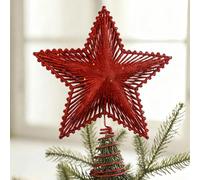 Star Treetop,Cimier de Sapin Noël,Pointe de Sapin Étoile Rouge,Topper Étoile de Sapin Noël pour Les Décorations d'arbre,Les Fêtes Fin D'année,la Décoration Intérieure,20cm