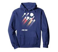 Star Trek Federation Ships Rainbow Stripe Sweat à Capuche, Unisexe pour Adultes, Bleu Marine, S