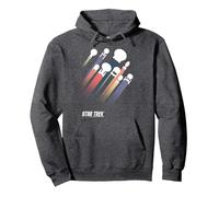 Star Trek Federation Ships Rainbow Stripe Sweat à Capuche, Unisexe pour Adultes, Chiné Foncé, XXL