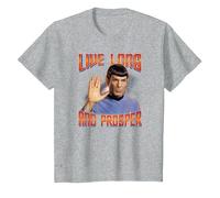 Star Trek Live Long and Prosper T-Shirt, Enfant, Gris Chiné, 12 Ans