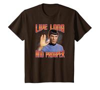 Star Trek Live Long and Prosper T-Shirt, Enfant, Marron, 10 Ans