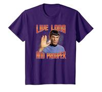 Star Trek Live Long and Prosper T-Shirt, Enfant, Violet, 4 Ans