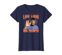 Star Trek Live Long and Prosper T-Shirt, Femme, Bleu Marine, XL