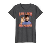 Star Trek Live Long and Prosper T-Shirt, Femme, Chiné Foncé, S