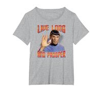 Star Trek Live Long and Prosper T-Shirt, Femme Grandes Tailles, Gris Chiné, 4X