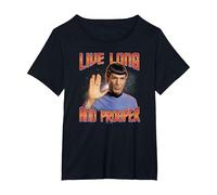 Star Trek Live Long and Prosper T-Shirt, Femme Grandes Tailles, Noir, 5X
