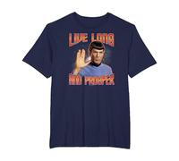 Star Trek Live Long and Prosper T-Shirt, Homme Grandes Tailles, Bleu Marine, 3X Tall