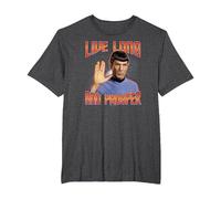 Star Trek Live Long and Prosper T-Shirt, Homme Grandes Tailles, Chiné Foncé, 4X Tall