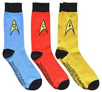 Star Trek Lot de 3 paires de chaussettes pour homme Bleu/rouge/jaune