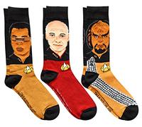 Star Trek Next Generation Picard Worf Geordi Lot de 3 paires de chaussettes pour homme, multicolore, 6-12