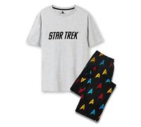 Star Trek Pyjama Homme Ensemble | Adultes Classique Logo Gris À Manches Courtes Graphique Tee & Noir Imprimé Long Jambe Bas | Badge Loungewear Trekkie Vêtements | de Film de Science-Fiction pour Lui