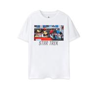 Star Trek T-Shirt Blanc Cats pour Hommes | Sci-FI Cat Crew Graphic Tee - Unique et Confortable | Chemise à Manches Courtes pour Les Amateurs de Trekkie et Les Amoureux des Chats