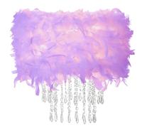Star Vision Abat-jour plume 40 cm avec gouttelettes en acrylique, abat-jour moelleux pour lampe suspendue, lampe de table ou lampadaire, décoration de chambre à coucher, salon, couloir, violet