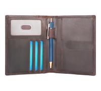 STAR VISTA Luciano - Couverture de journal en cuir pour ordinateurs portables de 8,9 x 14 cm, porte-passeport de voyage avec blocage RFID, plusieurs emplacements pour cartes, poche zippée, 2 carnets