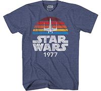 Star Wars 1977 Logo Arc-en-Ciel Soleil X-Wing Classique rétro Vintage Adulte T-Shirt Graphique pour Homme