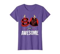 Star Wars 80th Birthday Party 80 and Awesome Darth Vader T-Shirt, Femme, Violet Chiné, XXL