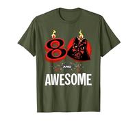 Star Wars 80th Birthday Party 80 and Awesome Darth Vader T-Shirt, Homme, Olive, S