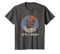 Star Wars Admiral Ackbar It's A Trap Distressed T-Shirt, Enfant, Asphalte, 2 Ans