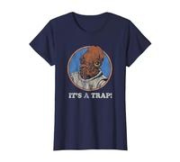 Star Wars Admiral Ackbar It's A Trap Distressed T-Shirt, Femme, Bleu Marine, L