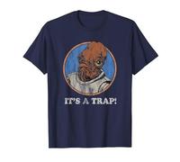 Star Wars Admiral Ackbar It's A Trap Distressed T-Shirt, Homme, Bleu Marine, 5XL