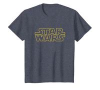 Star Wars Basic Logo Yellow T-Shirt, Enfant, Bleu Chiné, 4 Ans