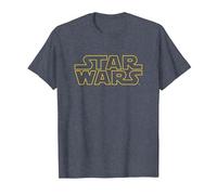 Star Wars Basic Logo Yellow T-Shirt, Homme, Bleu Chiné, M