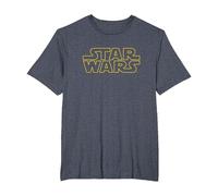 Star Wars Basic Logo Yellow T-Shirt, Homme Grandes Tailles, Bleu Chiné, 2X Tall