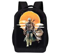STAR WARS BLACK MANDALORIAN BACKPACK - STAR WARS 18 INCH AIR MESH PADDED BAG (Mando Child and the Sun)