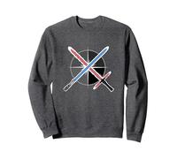 Star Wars Blue vs Red Lightsaber Fight Sweatshirt, Unisexe pour Adultes, Chiné Foncé, S