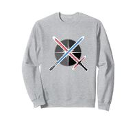 Star Wars Blue vs Red Lightsaber Fight Sweatshirt, Unisexe pour Adultes, Gris Chiné, M