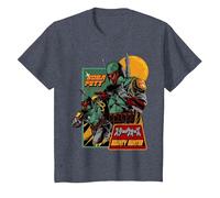 Star Wars Boba Fett Mandalorian Bounty Hunter T-Shirt, Enfant, Bleu Chiné, 4 Ans