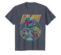 Star Wars Boba Fett Neon Blaster Vintage T-Shirt, Enfant, Bleu Chiné, 6 Ans
