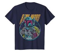 Star Wars Boba Fett Neon Blaster Vintage T-Shirt, Enfant, Bleu Marine, 6 Ans