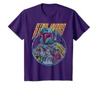 Star Wars Boba Fett Neon Blaster Vintage T-Shirt, Enfant, Violet, 12 Ans