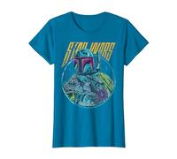 Star Wars Boba Fett Neon Blaster Vintage T-Shirt, Femme, Saphir, XL