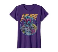 Star Wars Boba Fett Neon Blaster Vintage T-Shirt, Femme, Violet, XL