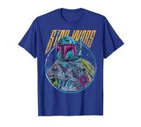 Star Wars Boba Fett Neon Blaster Vintage T-Shirt, Homme, Bleu Royal, L
