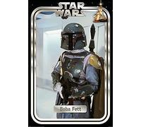 Star Wars - Boba Fett Retro Packaging - Poster imprimé bande dessinée - Dimensions 61 x 91,5 cm + cadre amovible Shinsuke® Maxi MDF noir, vitre en acrylique