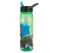 Star Wars Bouteille d'eau de 600 ml avec paille et poignée de transport par Polar Gear avec le Mandalorien et Grogu pour enfants ou adultes à l'école, la salle de sport, le travail en polypropylène