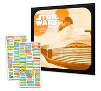 Star Wars Calendrier 2025 - Mini calendrier 2025 de luxe Star Wars Saga avec plus de 100 autocollants de rappel de calendrier (cadeau Chewbacca Dark Vador, fournitures de bureau)
