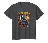 Star Wars Classic Art Characters and Logo Retro Vintage T-Shirt, Enfant, Chiné Foncé, 4 Ans