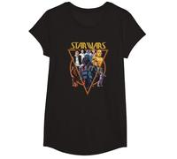 Star Wars Classic Art Characters and Logo Retro Vintage T-Shirt, Fille, Noir, S