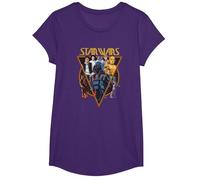 Star Wars Classic Art Characters and Logo Retro Vintage T-Shirt, Fille, Violet, S