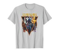 Star Wars Classic Art Characters and Logo Retro Vintage T-Shirt, Homme, Argent, M