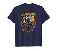 Star Wars Classic Art Characters and Logo Retro Vintage T-Shirt, Homme, Bleu Marine, L