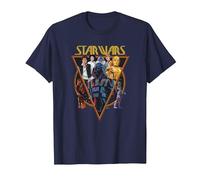 Star Wars Classic Art Characters and Logo Retro Vintage T-Shirt, Homme, Bleu Marine, S