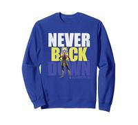 Star Wars Clone Wars Ahsoka Tano Never Back Down Sweatshirt, Unisexe pour Adultes, Bleu Royal, L