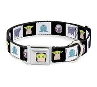Star Wars Collier pour chien avec boucle de ceinture de sécurité en métal Mandalorien 4 blocs de pose de personnages 50,8 à 78,7 cm de large