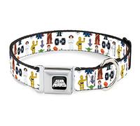 Star Wars Collier pour chien avec boucle de ceinture de sécurité en métal Motif personnages classiques et icônes Blanc 33 à 43 cm Largeur 3,8 cm