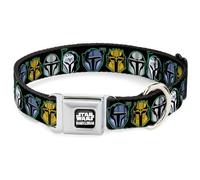 Star Wars Collier pour chien avec boucle de ceinture de sécurité en métal Noir Multicolore 24 à 33 cm Largeur 2,5 cm